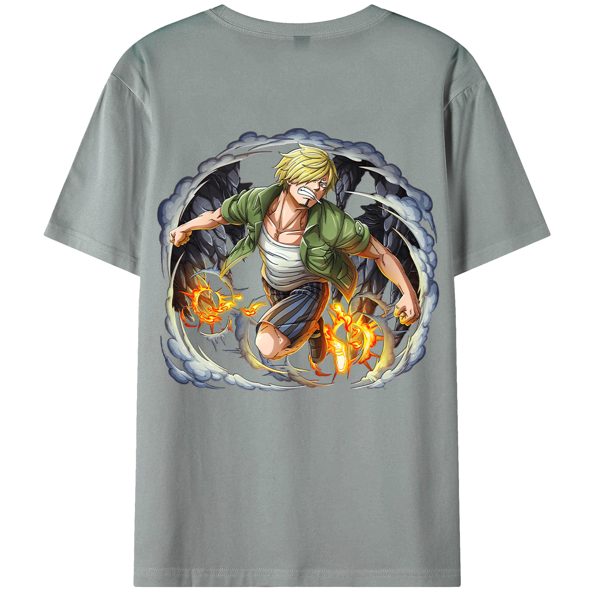 （画像用） ワンピース サンジ ONE PIECE Sanji 綿100％ メンズ半袖Tシャツ（バックプリント） 通気性